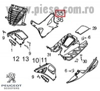Carena laterala dreapta podea originala Peugeot Speedfight - Speedfight 2 - Speedfight - WRC - X-Race - X-Team 2T 50-100cc (argintie)